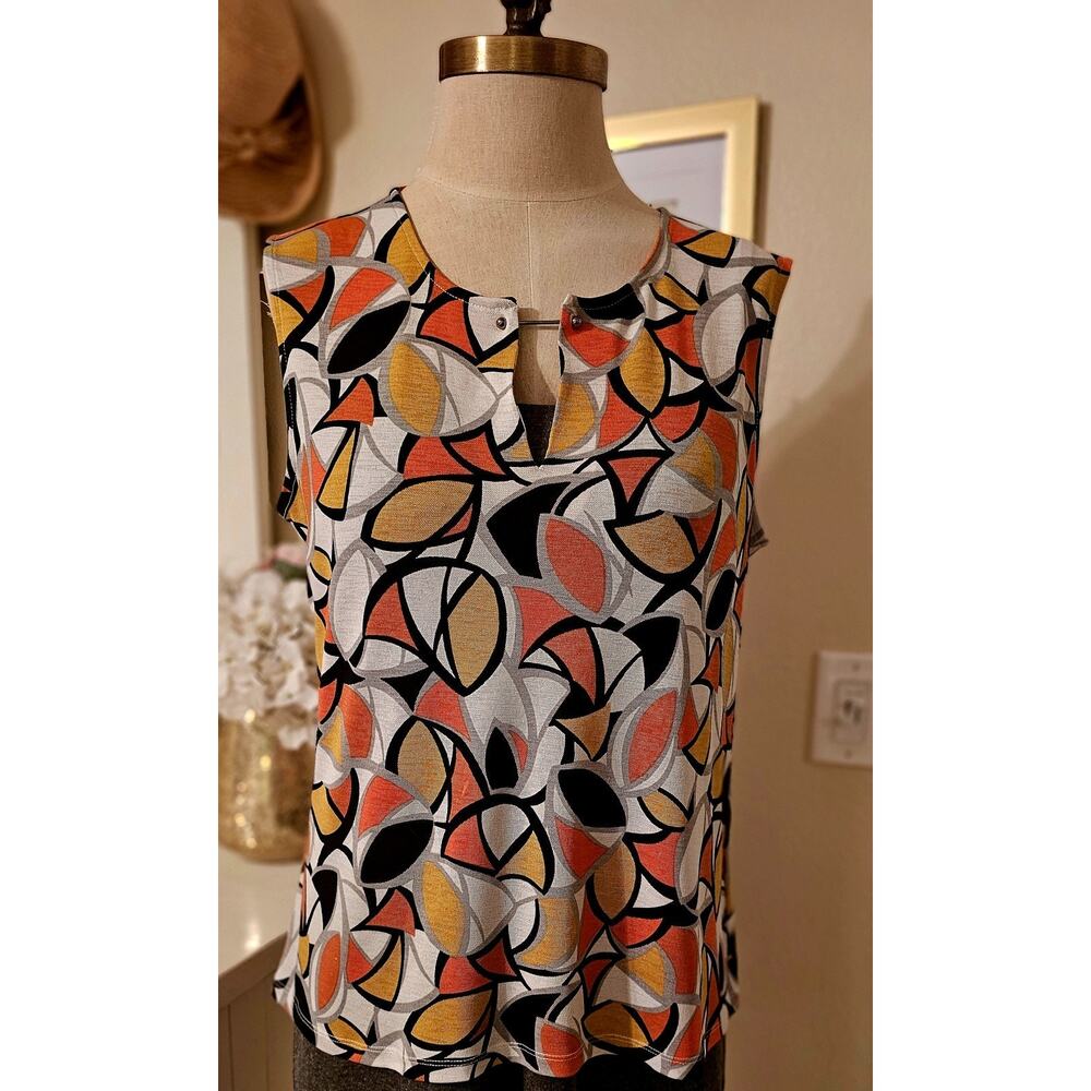 Kasper Sleeveless Top Shell, Women’s Med Orange Yellow Black